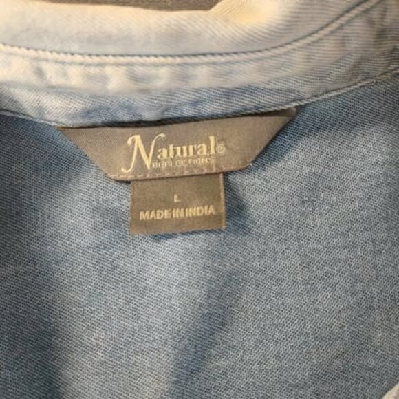 Natural Reflections Womens L Chambray Shirt Embroidered Button Up Cotton Western - Picture 2 of 10